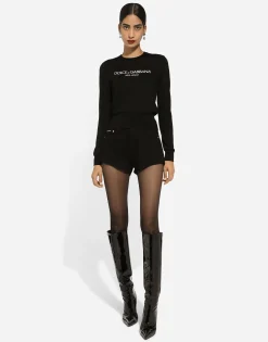 Wool sweater with Dolce&Gabbana logo inlay