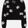 Wool V-neck sweater with DG logo inlay