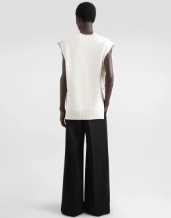 Wool V-neck vest with bejeweled buttons and DG embroidery