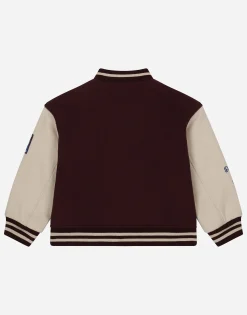 Wool-blend bomber jacket with patches