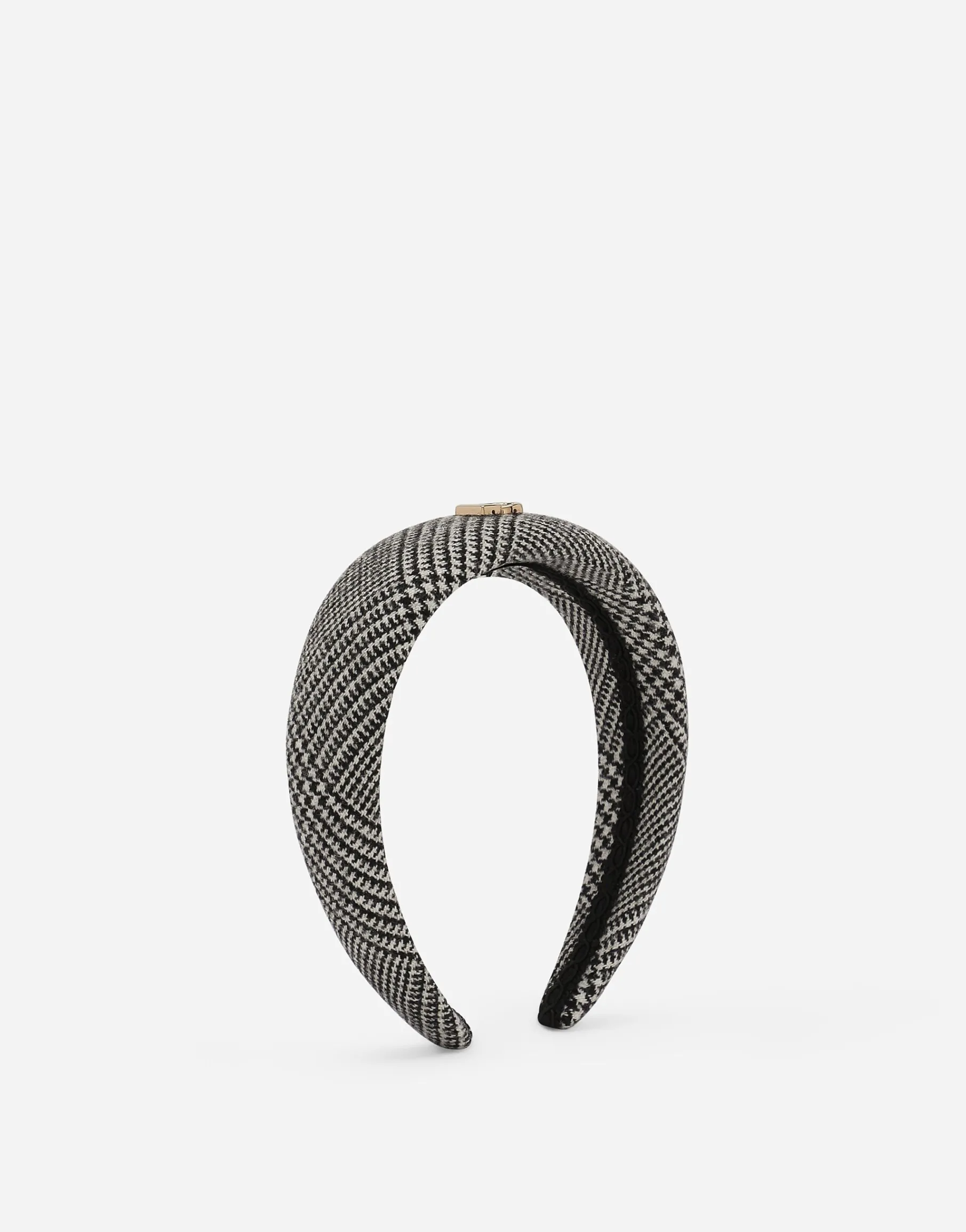 Wool-blend glen plaid hairband with DG logo