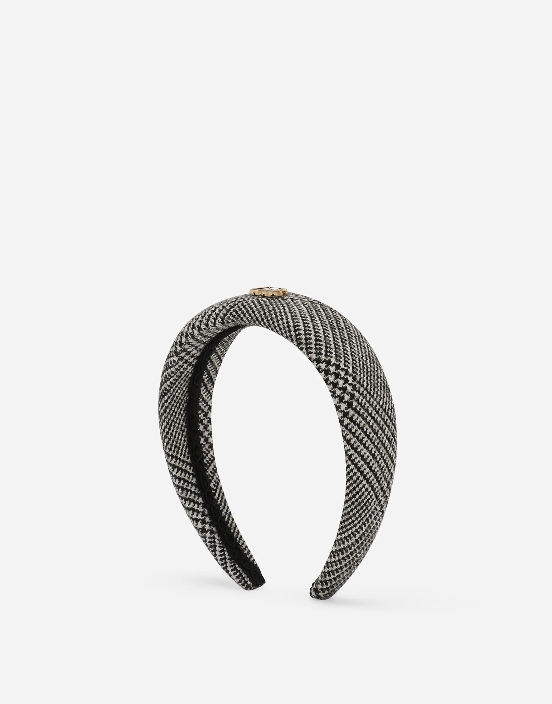 Wool-blend glen plaid hairband with DG logo