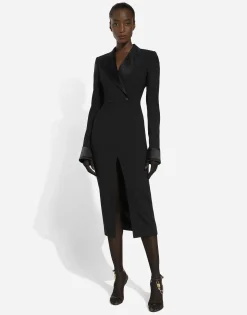 Woolen calf-length coat dress