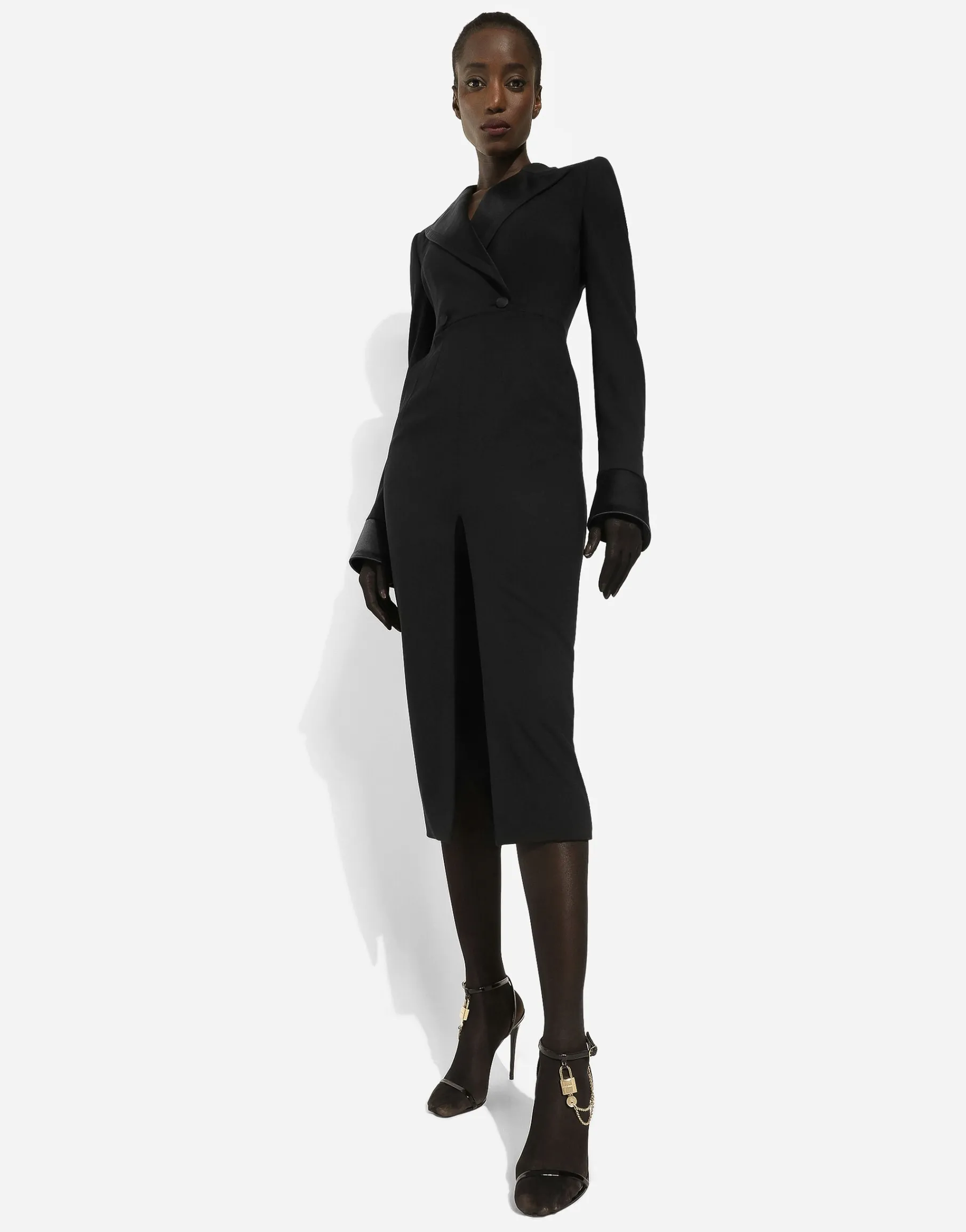 Woolen calf-length coat dress