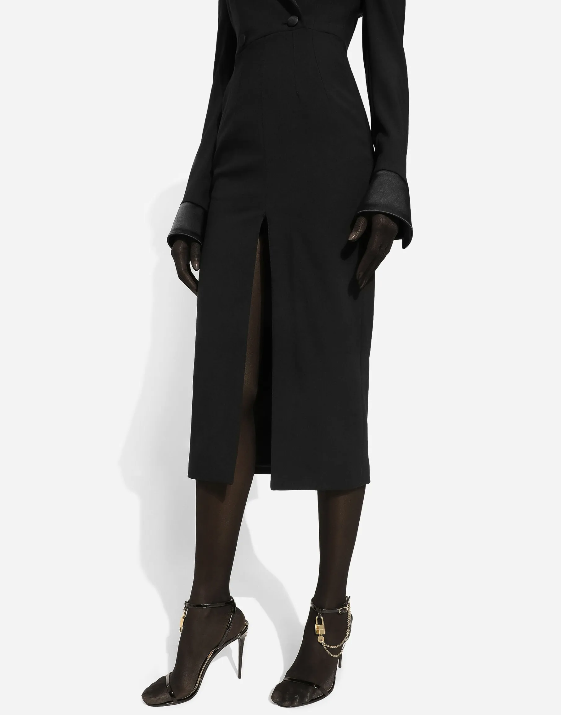Woolen calf-length coat dress