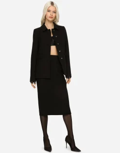 Woolen calf-length skirt