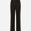 Woolen palazzo pants with turn-ups