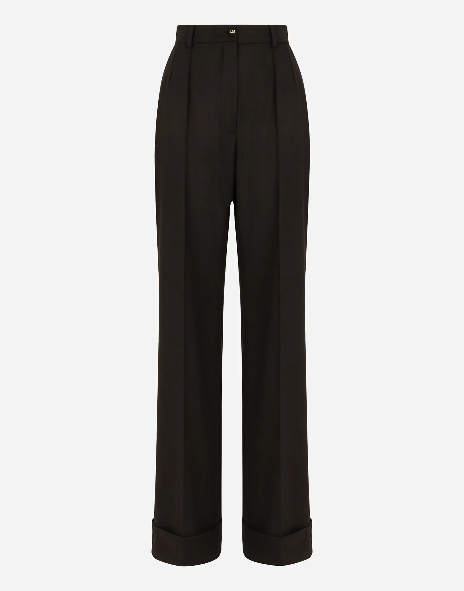 Woolen palazzo pants with turn-ups