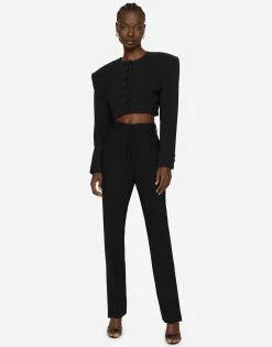Woolen pants with slits on the hem