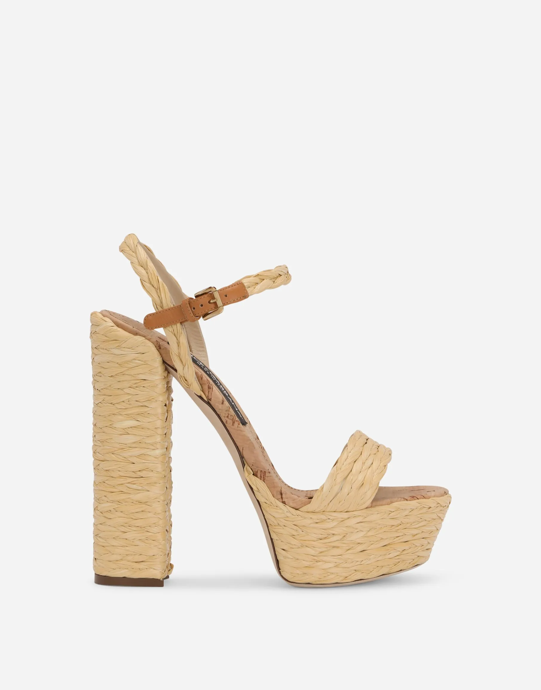 Woven raffia platform sandals