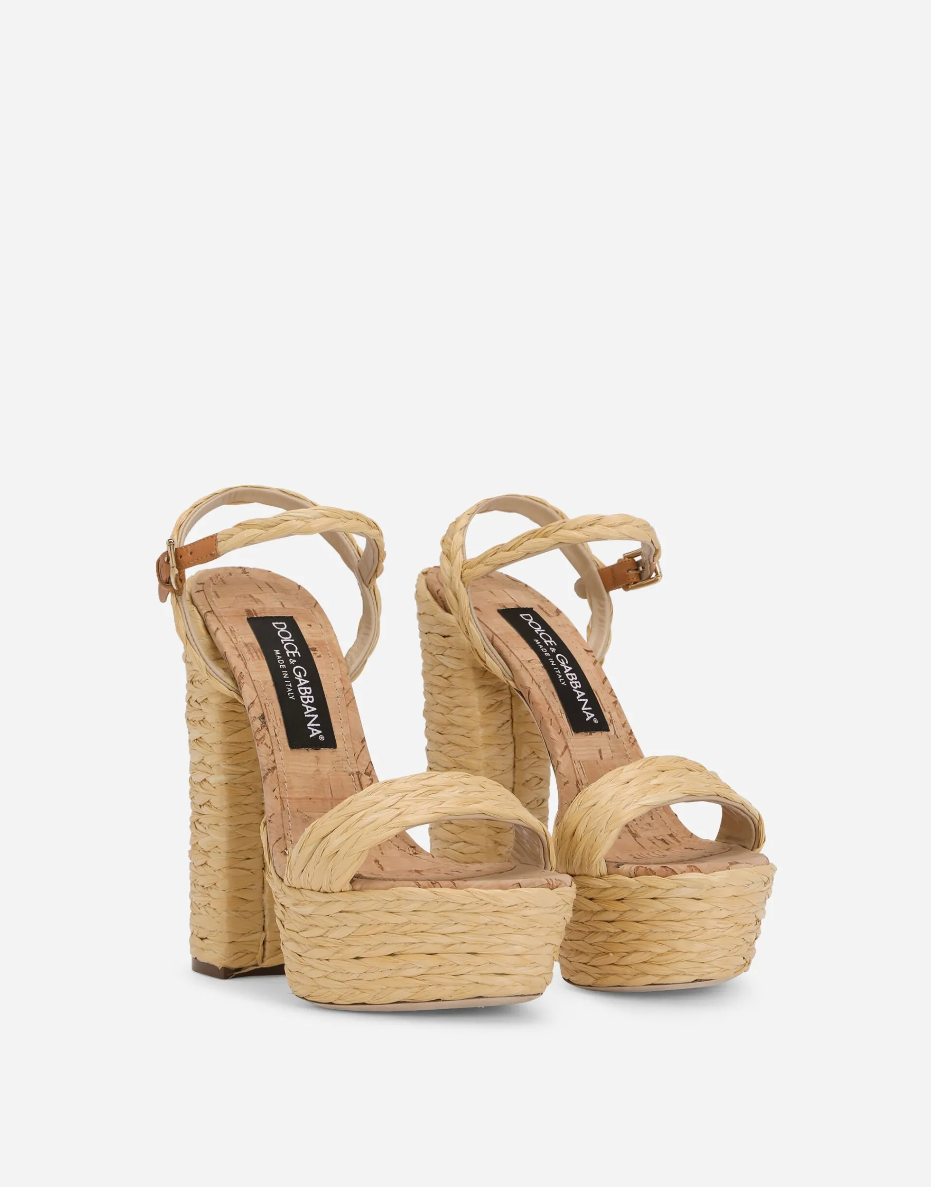 Woven raffia platform sandals