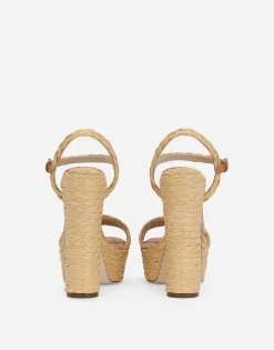 Woven raffia platform sandals