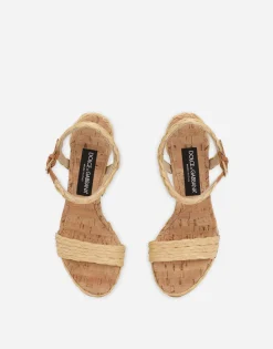 Woven raffia platform sandals