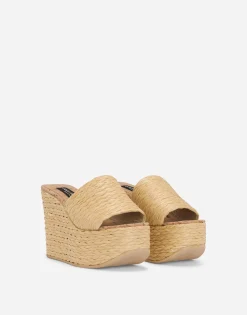 Woven raffia wedges