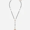 Yellow gold Devotion rosary necklace with black jade spheres