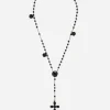 Yellow gold Devotion rosary necklace with black oval sapphires