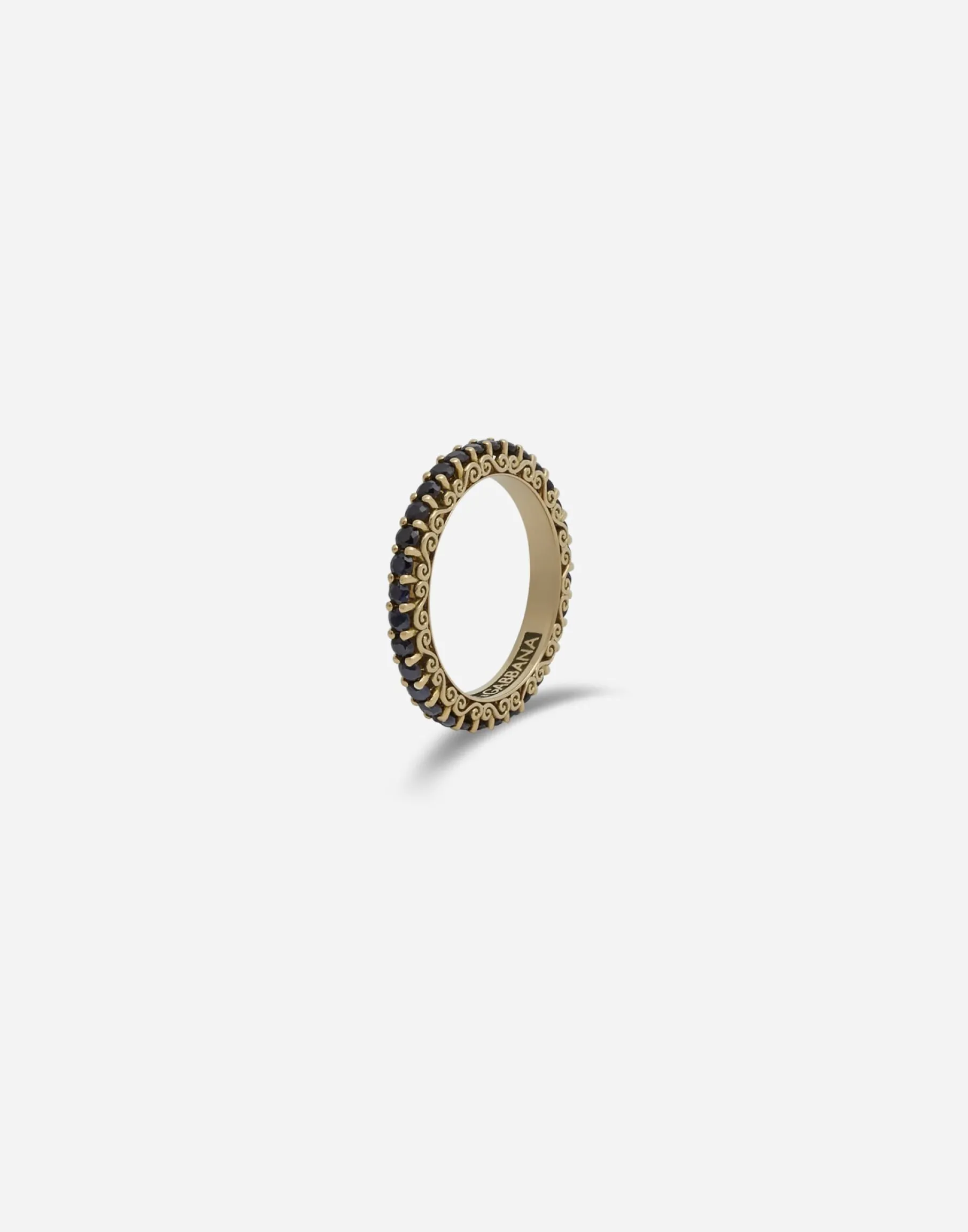 Yellow gold Family ring with black sapphires