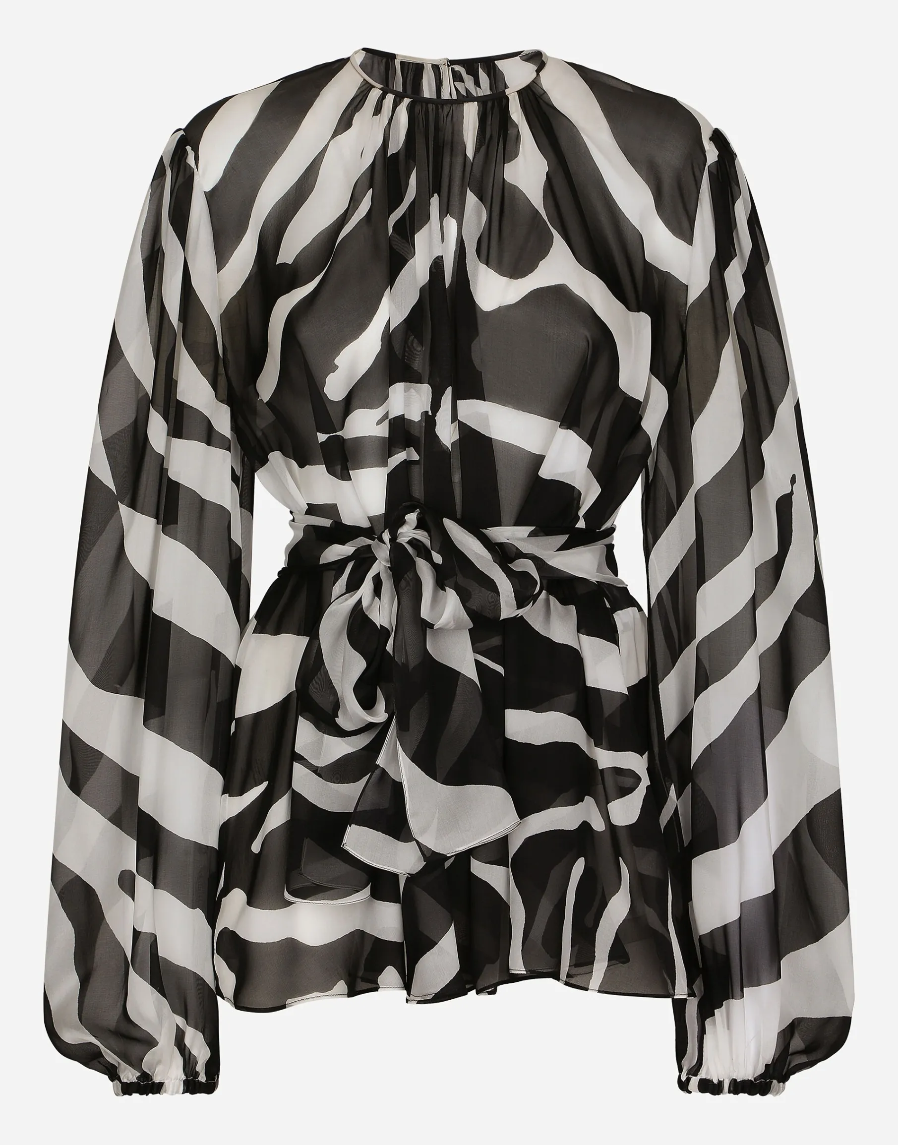 Zebra-print chiffon blouse