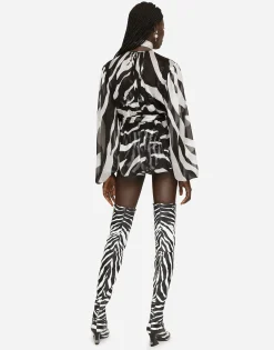 Zebra-print chiffon blouse