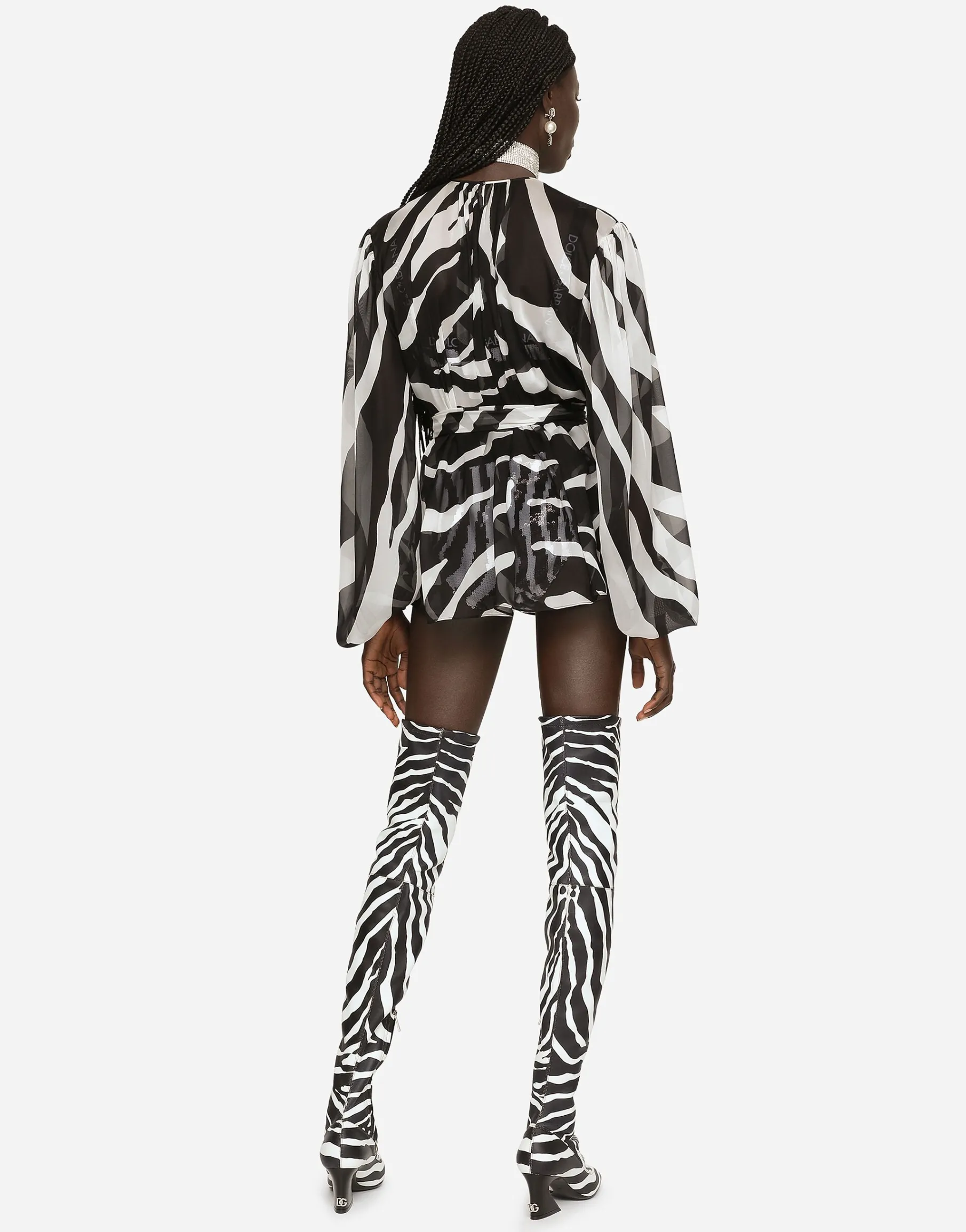 Zebra-print chiffon blouse