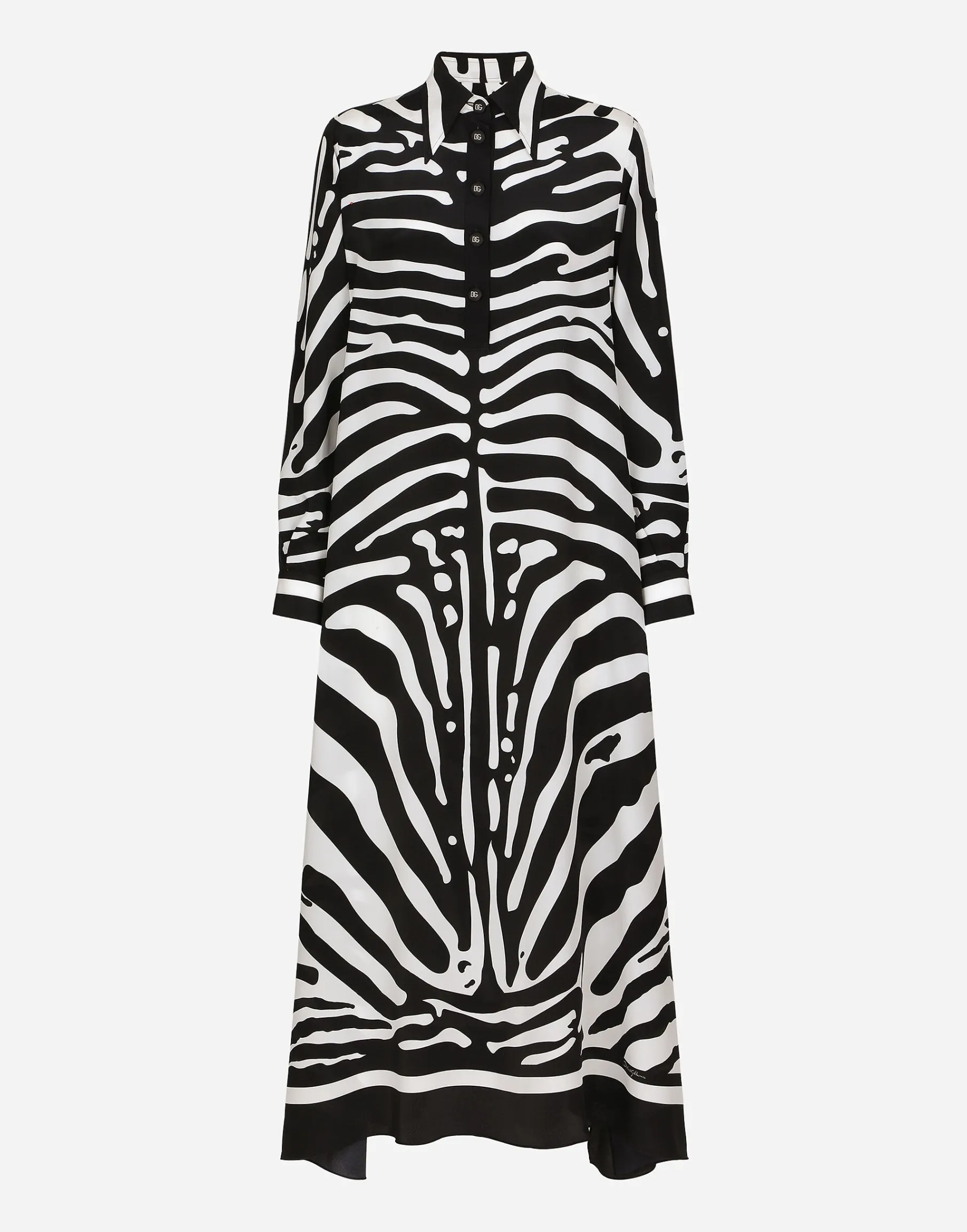 Zebra-print crepe de chine caftan