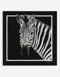 Zebra-print twill scarf (70 x 70)