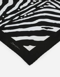 Zebra-print twill scarf (50 x 50)