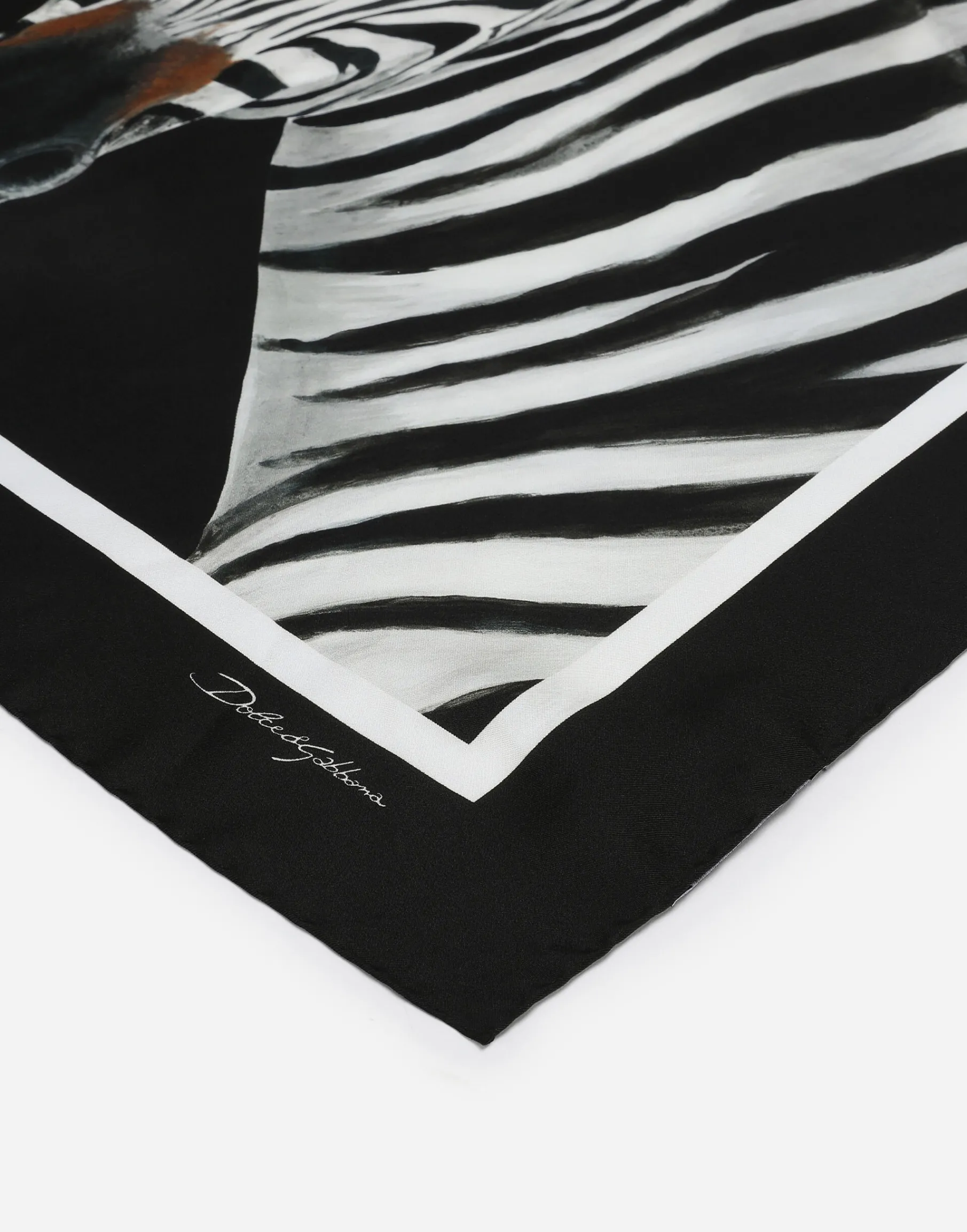 Zebra-print twill scarf (70 x 70)
