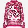 Zip-up cady sweatshirt with Majolica print