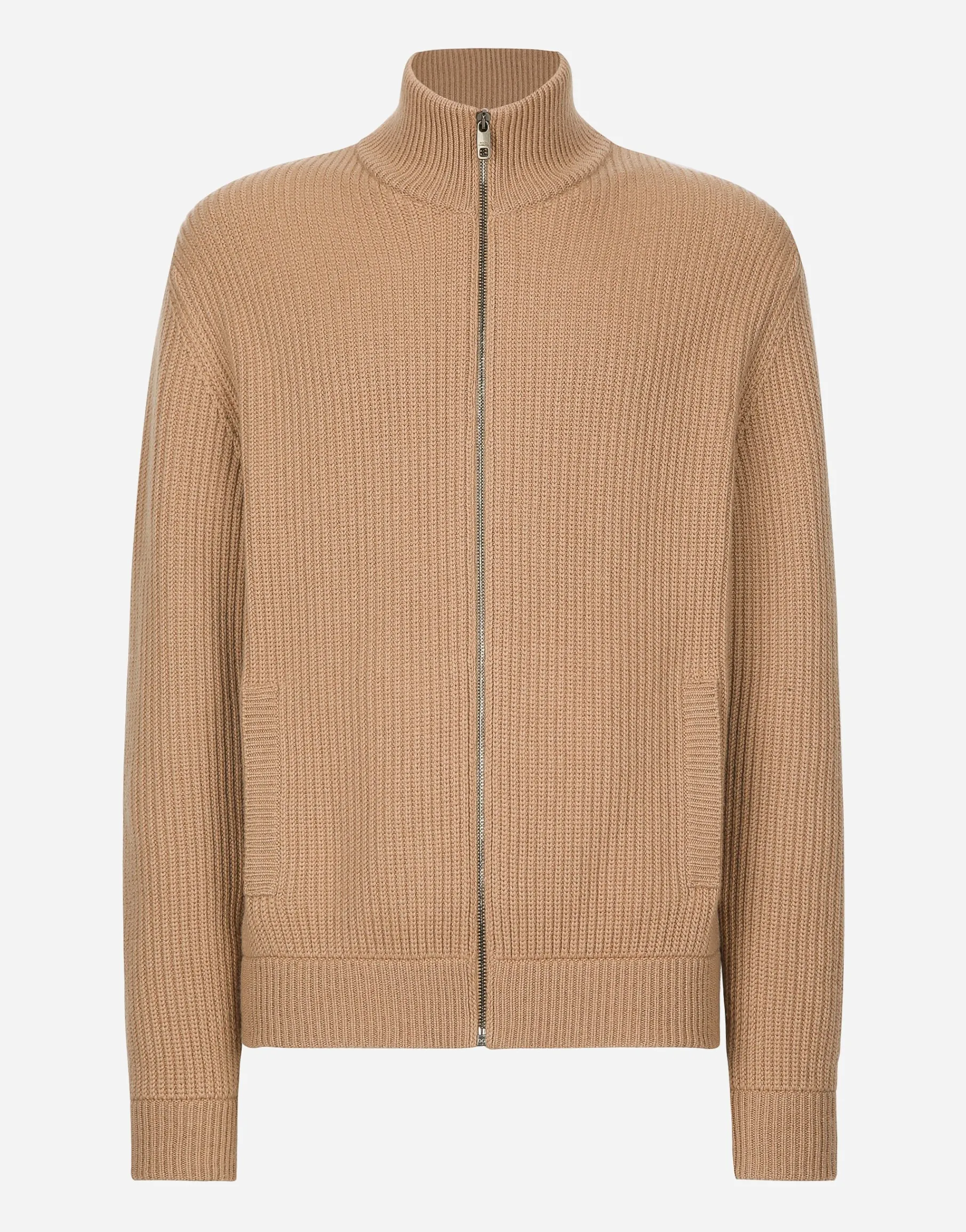Zip-up cashmere sweatshirt with high neck