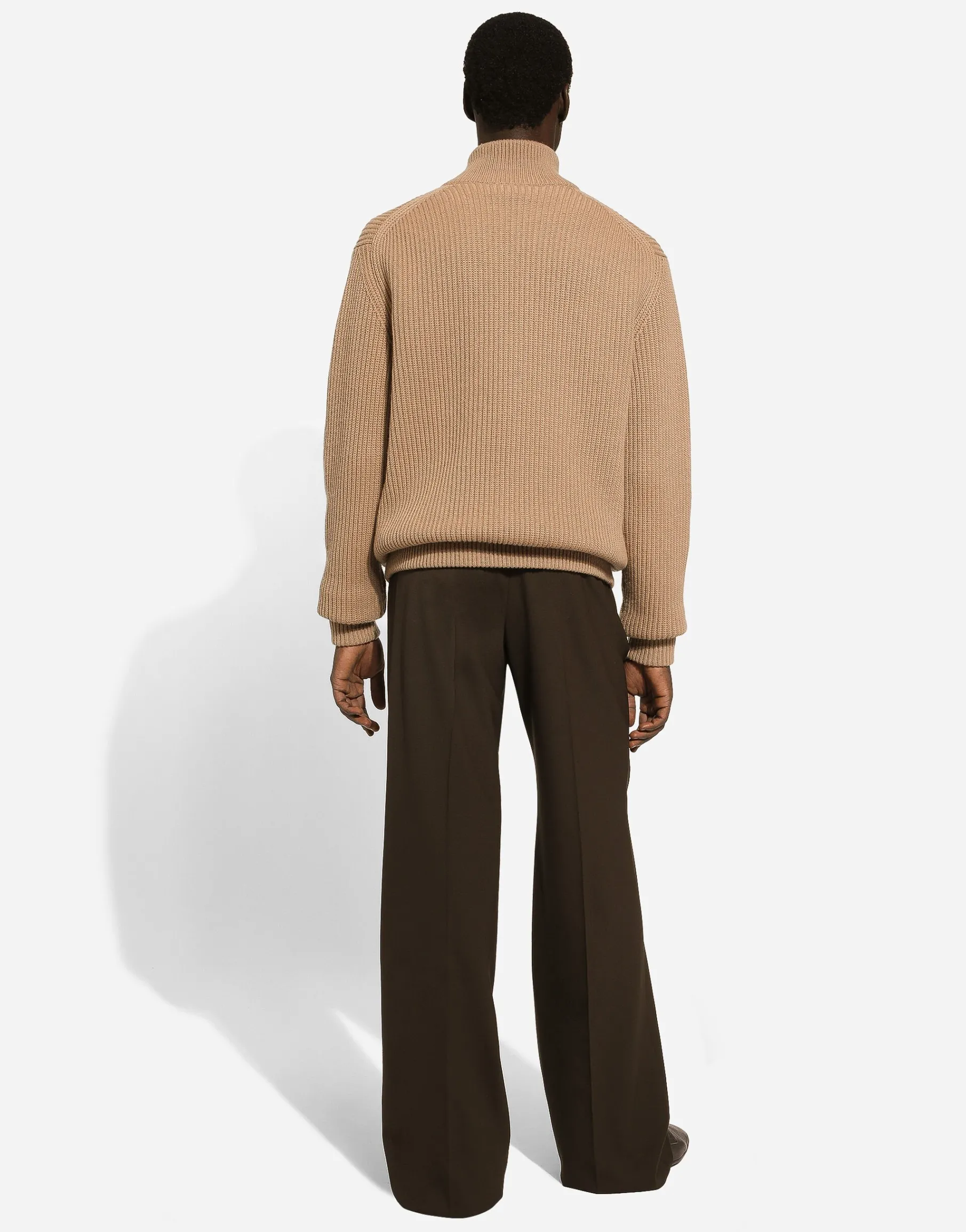 Zip-up cashmere sweatshirt with high neck