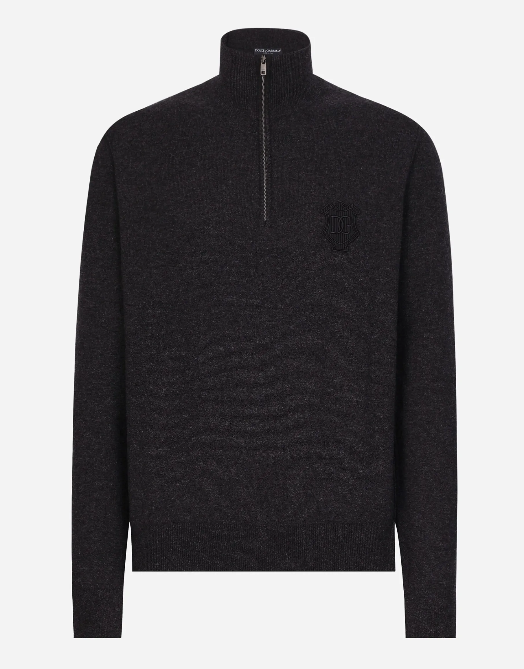 Zip-up cashmere turtle-neck sweater