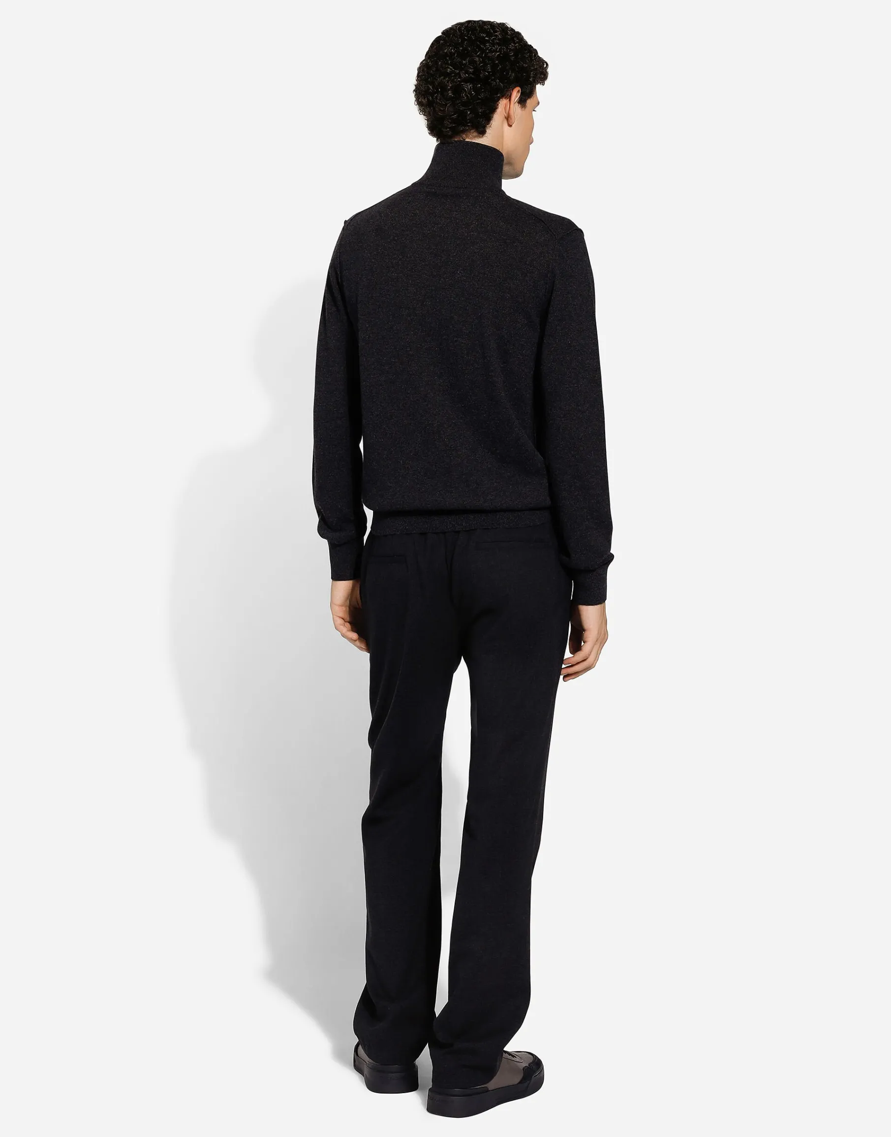 Zip-up cashmere turtle-neck sweater