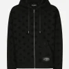 Zip-up hoodie with all-over DG print