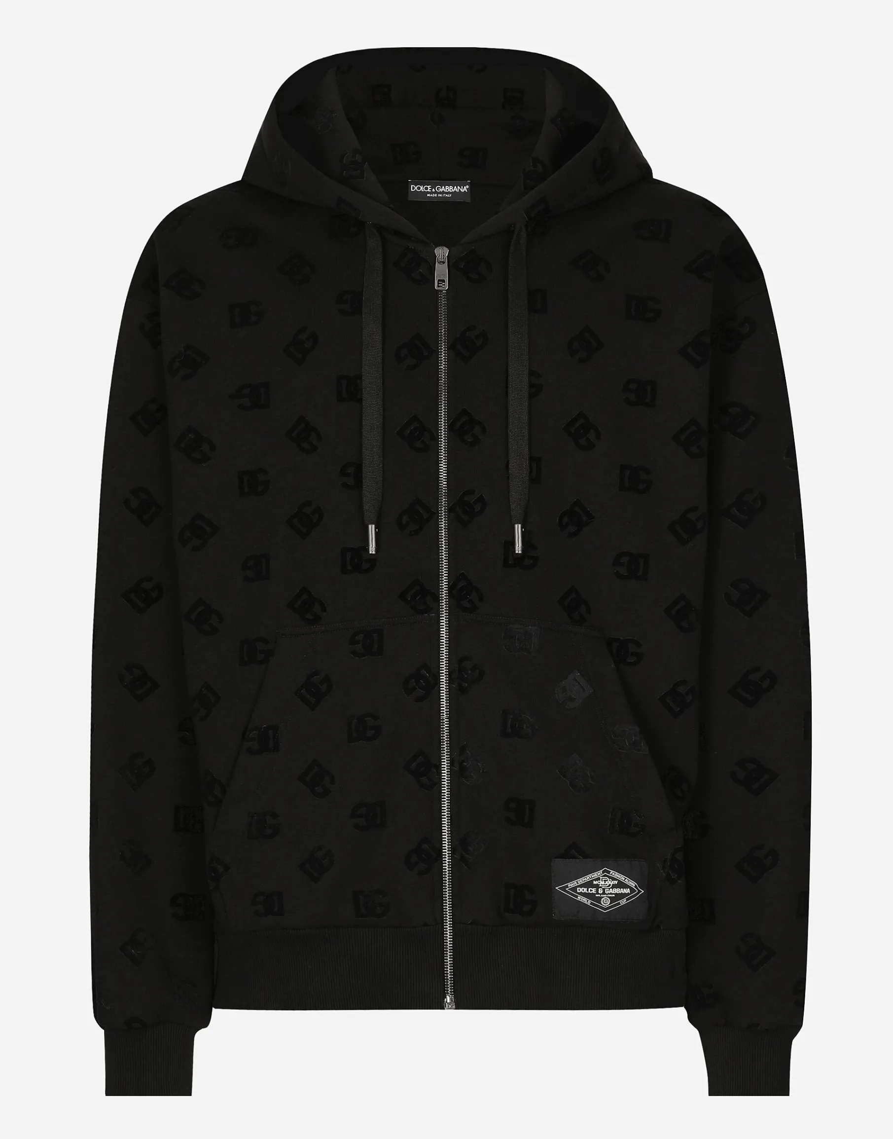 Zip-up hoodie with all-over DG print