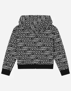Zip-up hoodie with all-over logo print