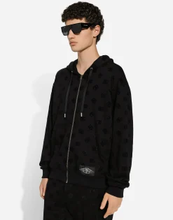 Zip-up hoodie with all-over DG print