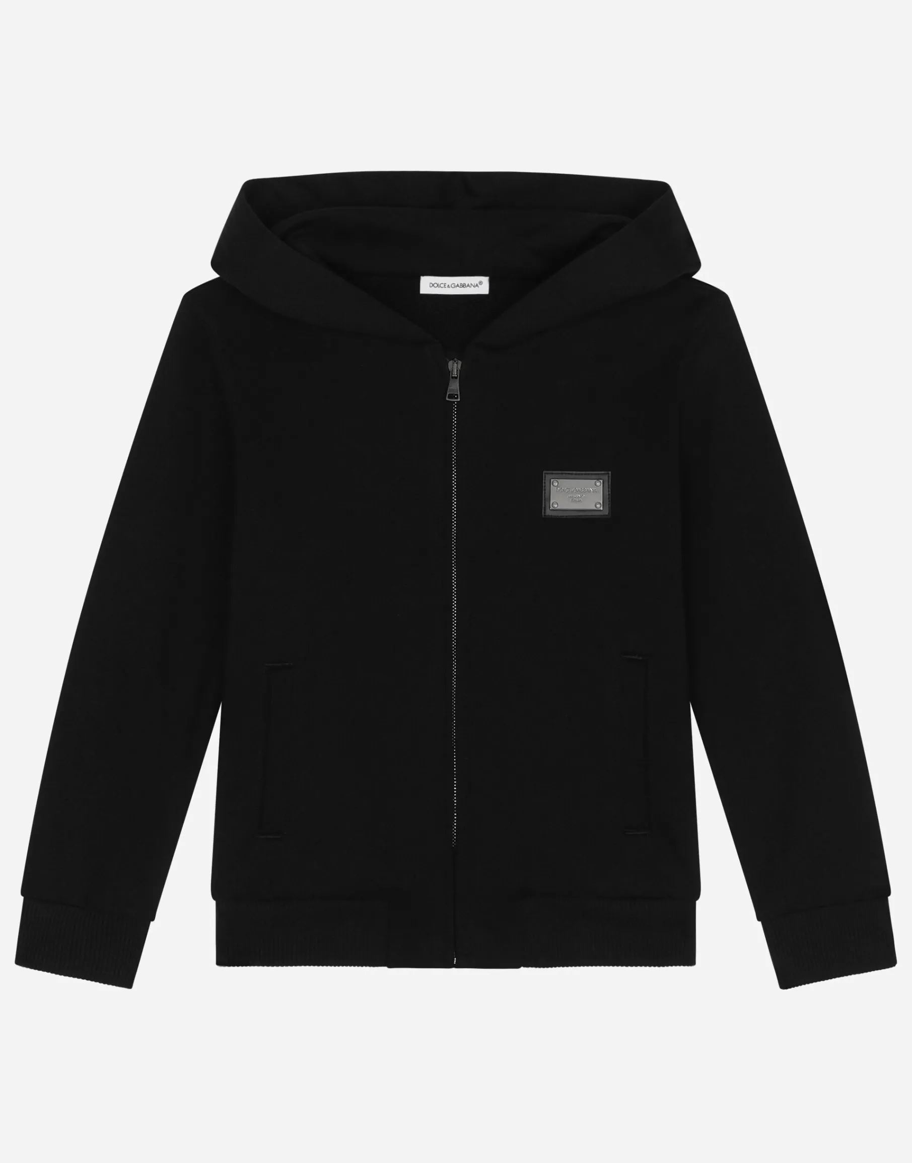 Zip-up hoodie with logo tag