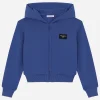 Zip-up hoodie with logo tag