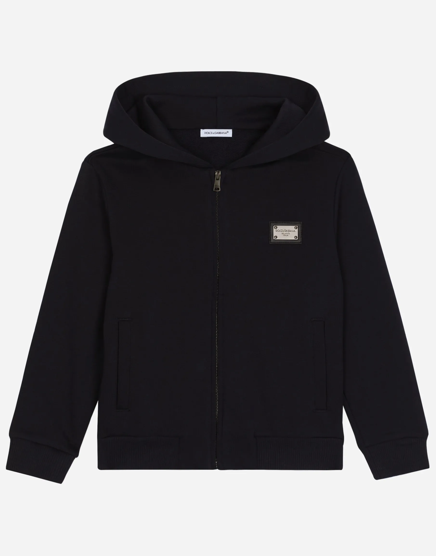 Zip-up hoodie with logo tag