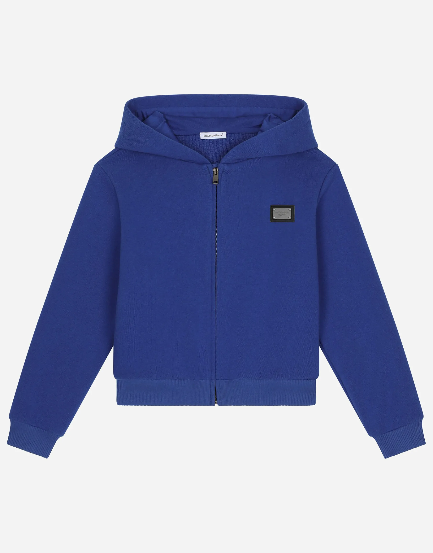 Zip-up hoodie with logo tag