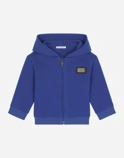 Zip-up hoodie with logo tag
