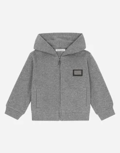 Zip-up hoodie with logo tag