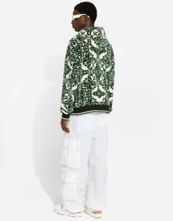 Zip-up hoodie with majolica print