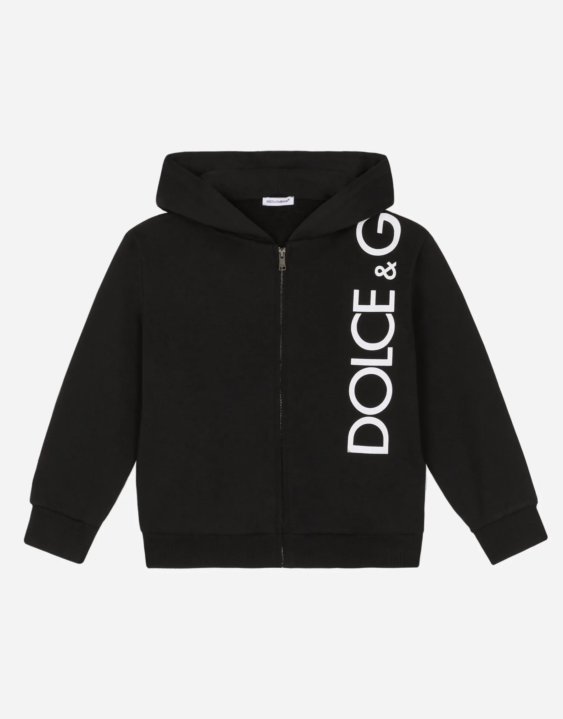 Zip-up jersey hoodie with logo print