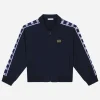 Zip-up jersey sweatshirt with logo side bands