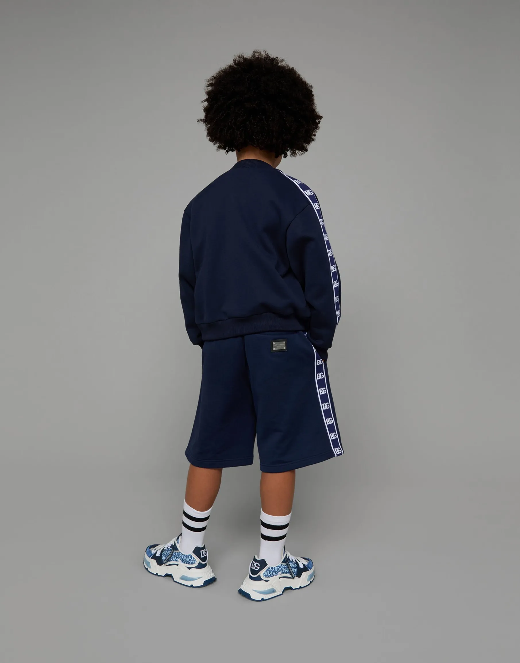 Zip-up jersey sweatshirt with logo side bands