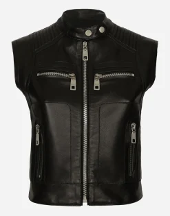Zip-up leather vest