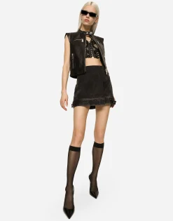 Zip-up leather vest