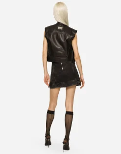 Zip-up leather vest